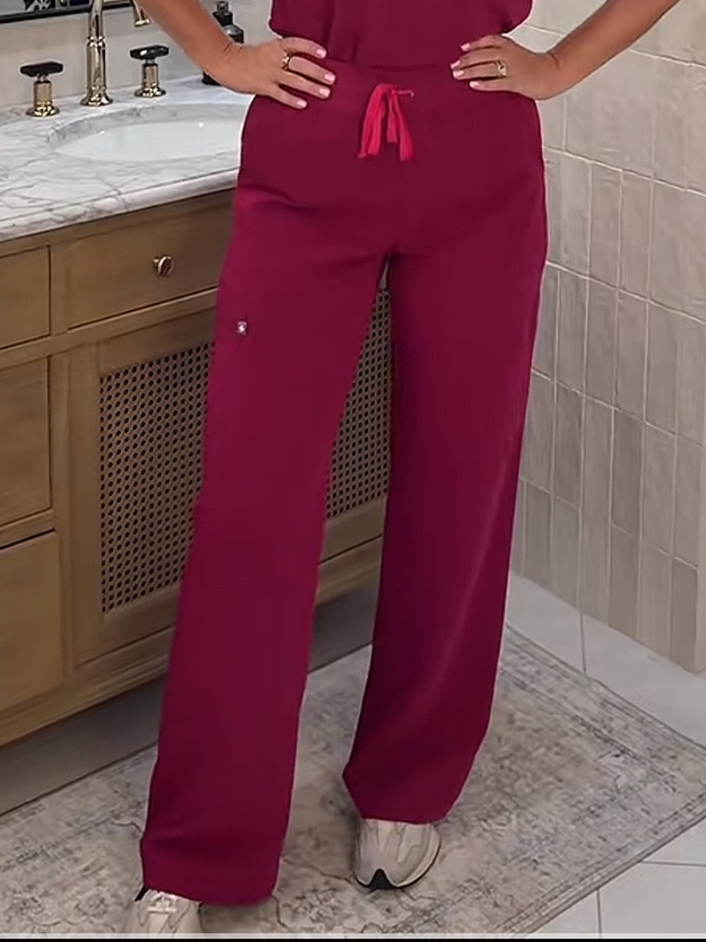 Figs Isabel Dark Magenta NWT Wide Leg Scrub Pants